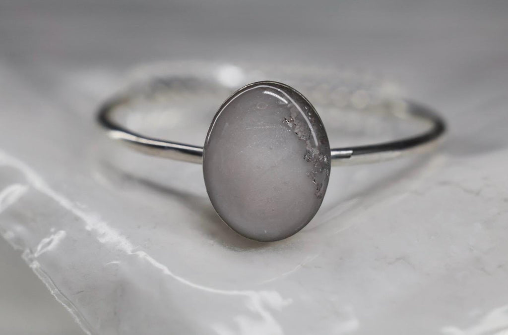 Breastmilk Pearlescent Ring, Gold or Silver Flake Mother’s Milk Ring