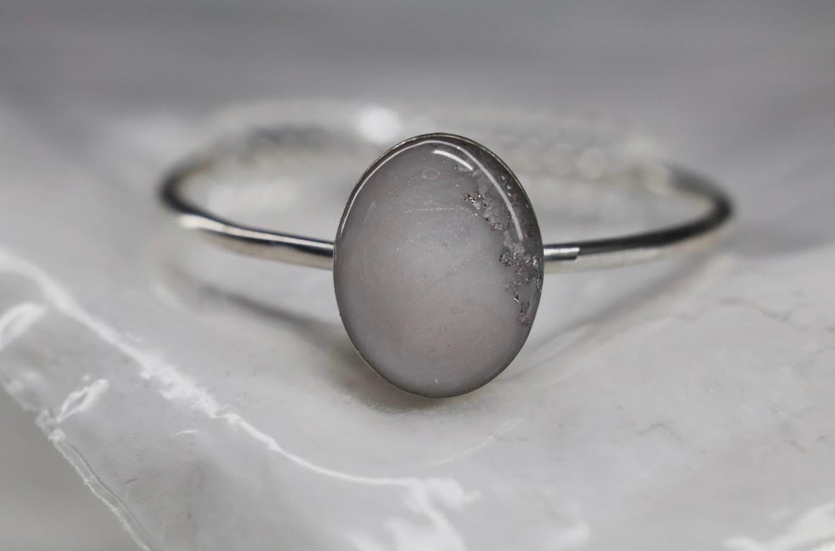Breastmilk Pearlescent Ring, Gold or Silver Flake Mother’s Milk Ring