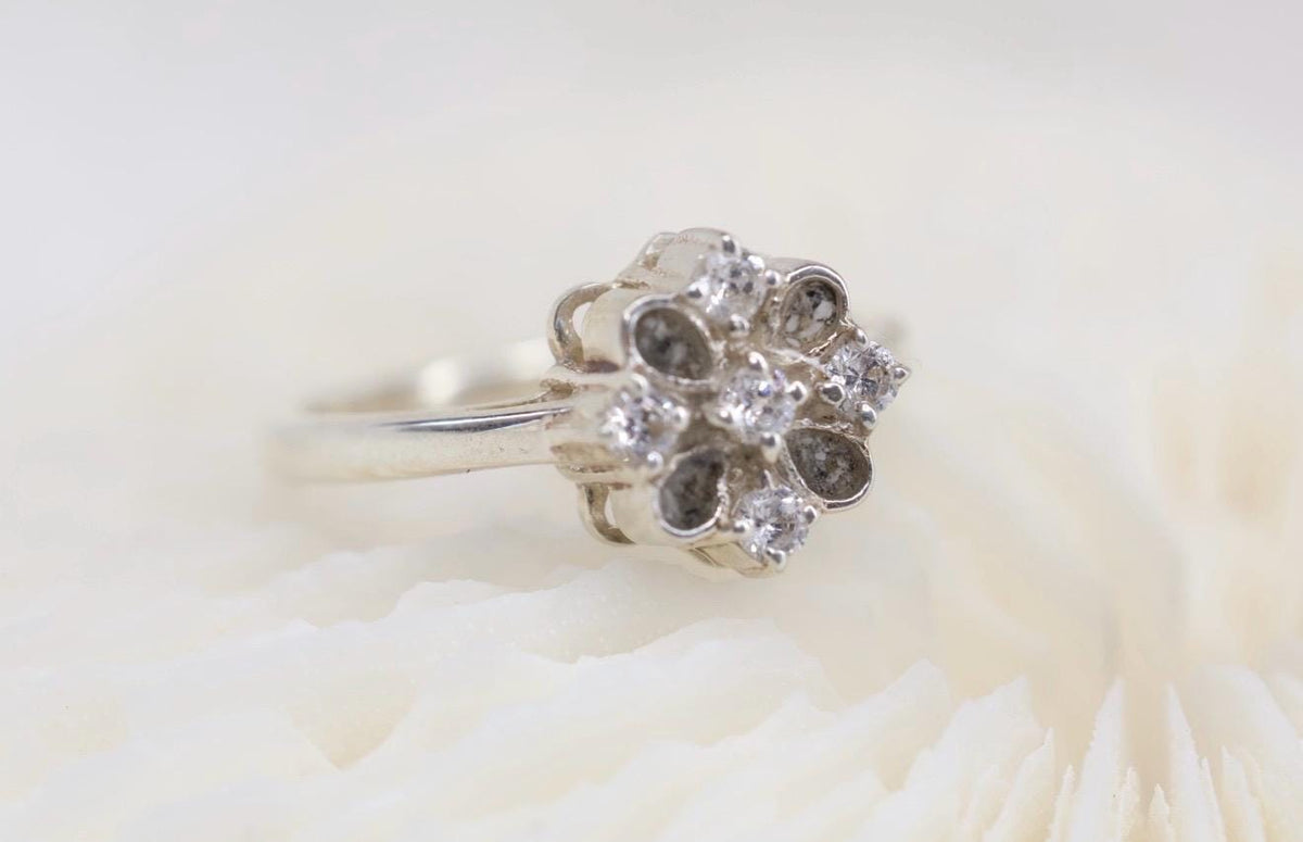 Cremation Petals Keepsake Ring, Vintage Inspired Memorial Jewelry