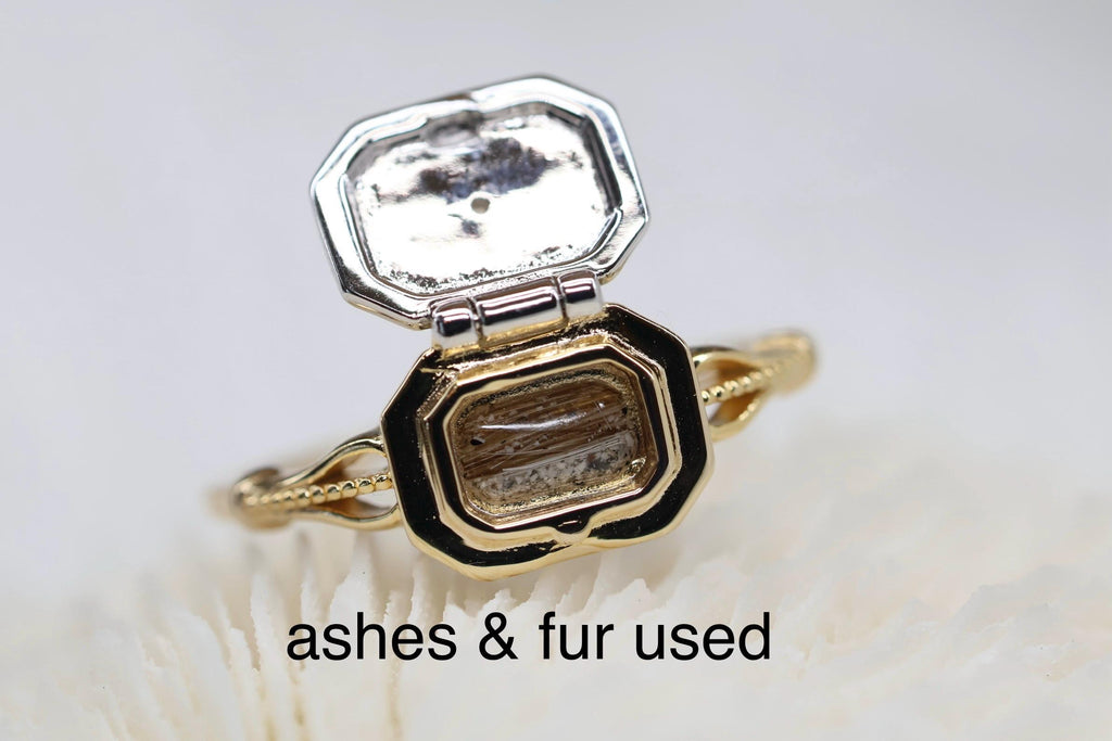 Locket Cremation Ring, Ashes Keepsake Ring
