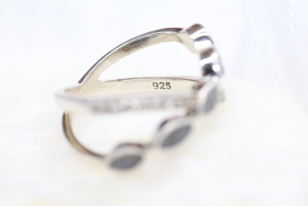 Criss Cross Cremation Ring, Ashes Marquise Ring