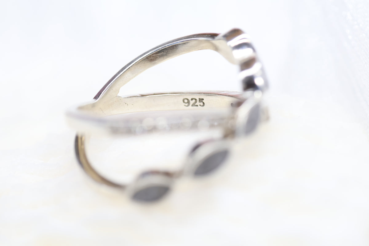 Criss Cross Cremation Ring, Ashes Marquise Ring