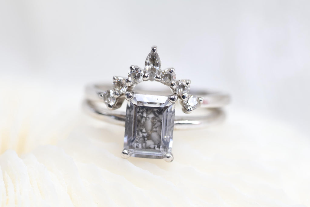 Cremation Crown Ring, Ashes Marquise Cubic Zirconia Stacking Ring