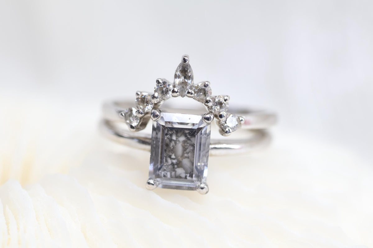 Cremation Crown Ring, Ashes Marquise Cubic Zirconia Stacking Ring
