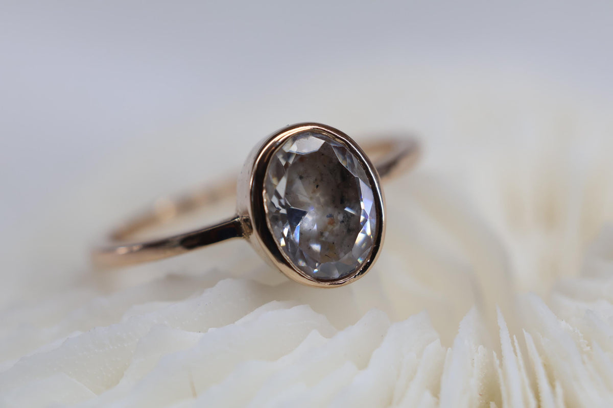 Cremation Oval Cubic Zirconia Ashes Ring