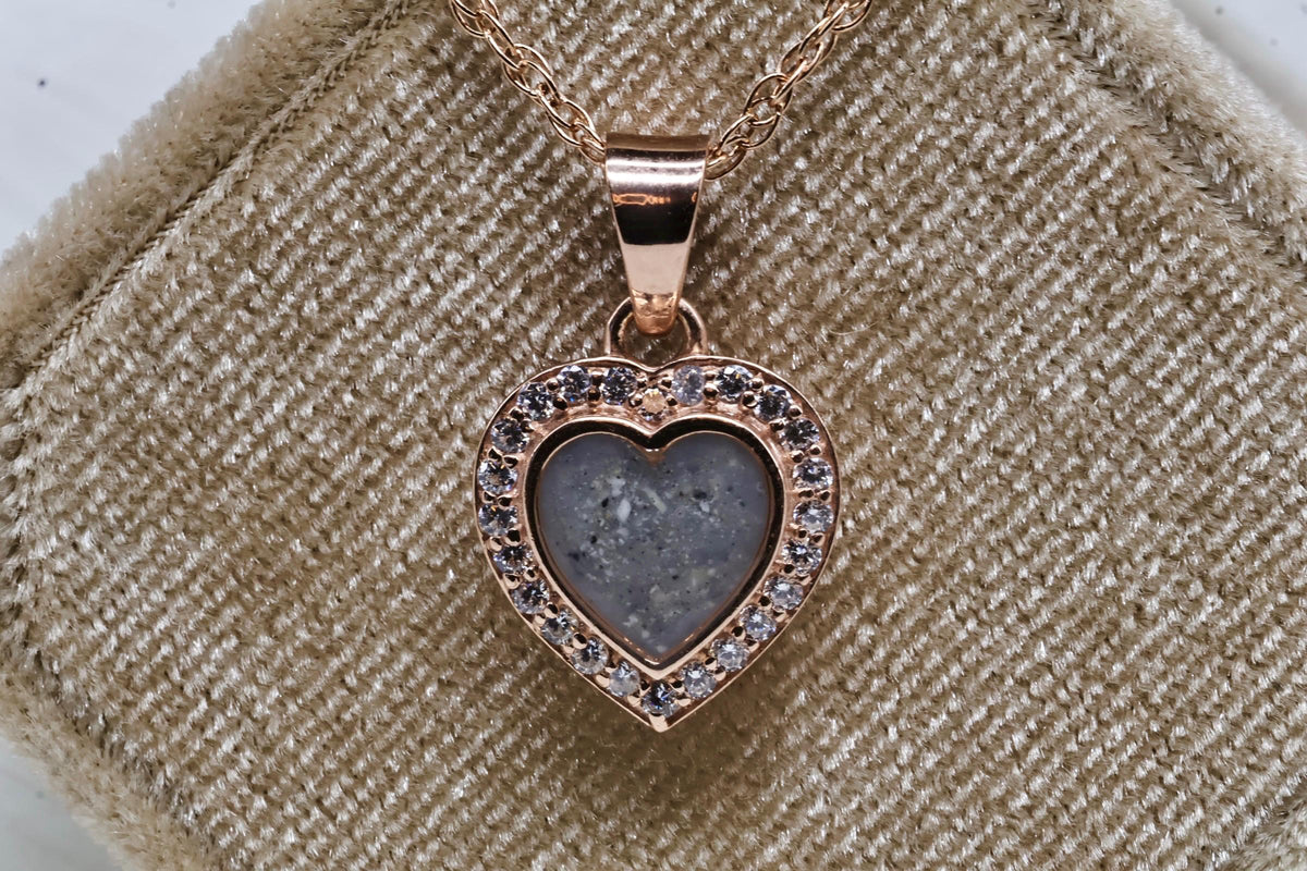 Heart Cremation Necklace, Pave Heart Ashes Jewelry