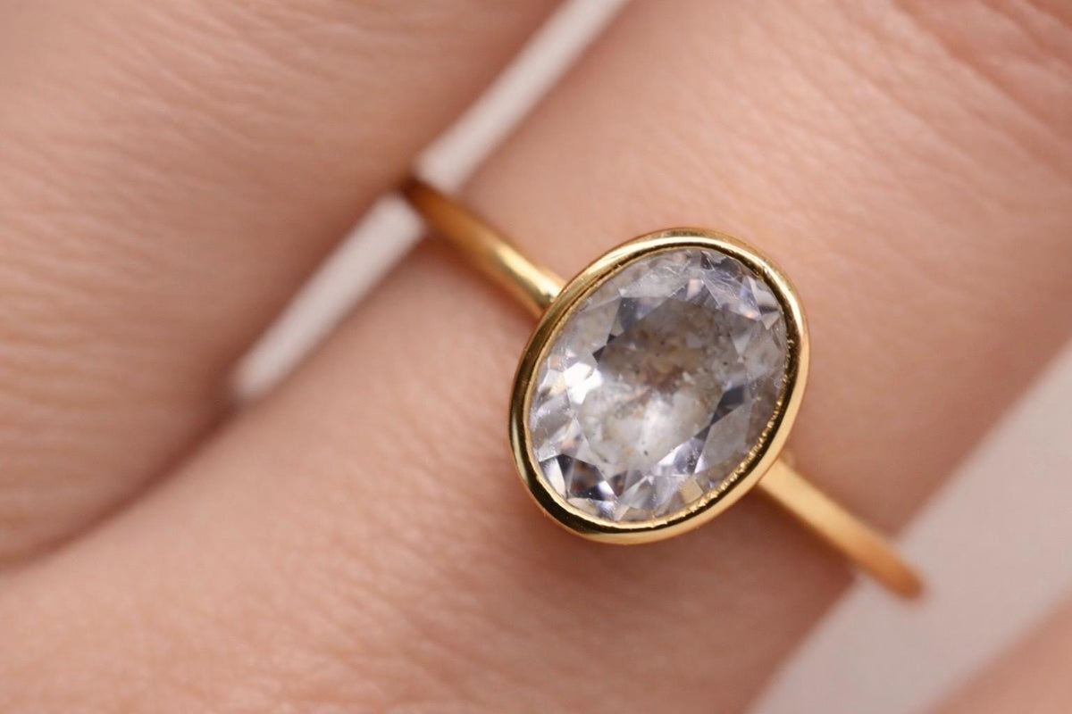 Cremation Oval Cubic Zirconia Ashes Ring