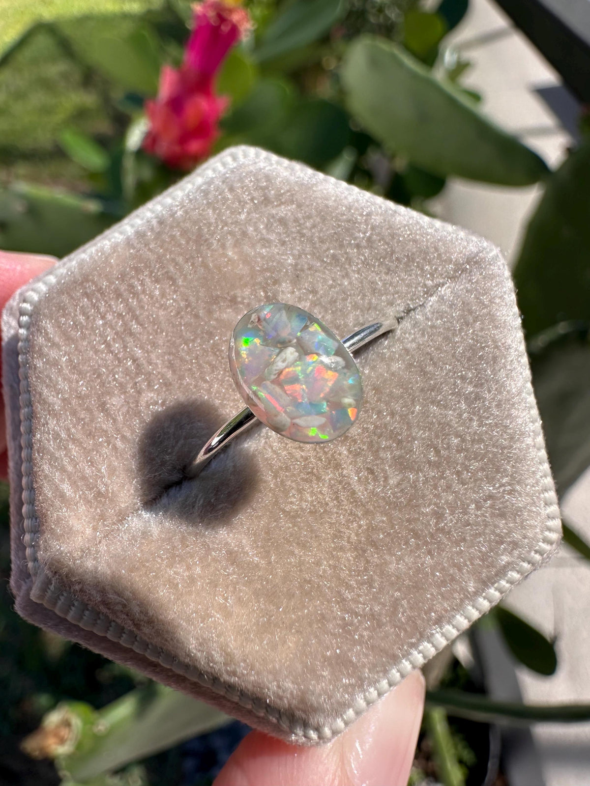 Cremation Ashes Ring, Forever Opal Urn Ring