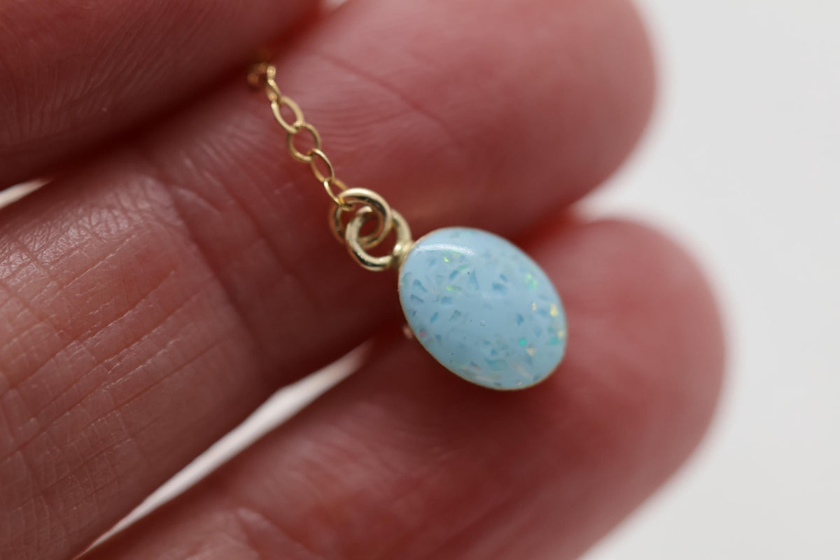 Something Blue Bridal Cremation Opal Keepsake Necklace