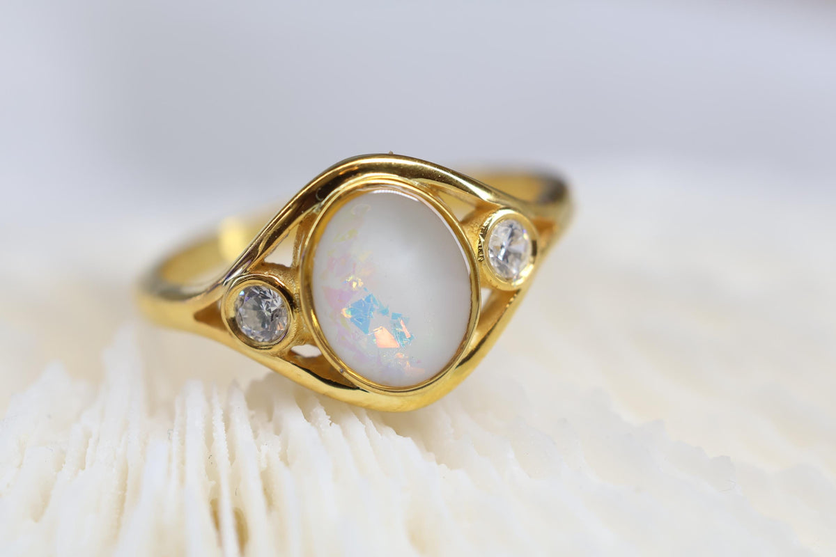 Oval Opal Arch Breastmilk Ring