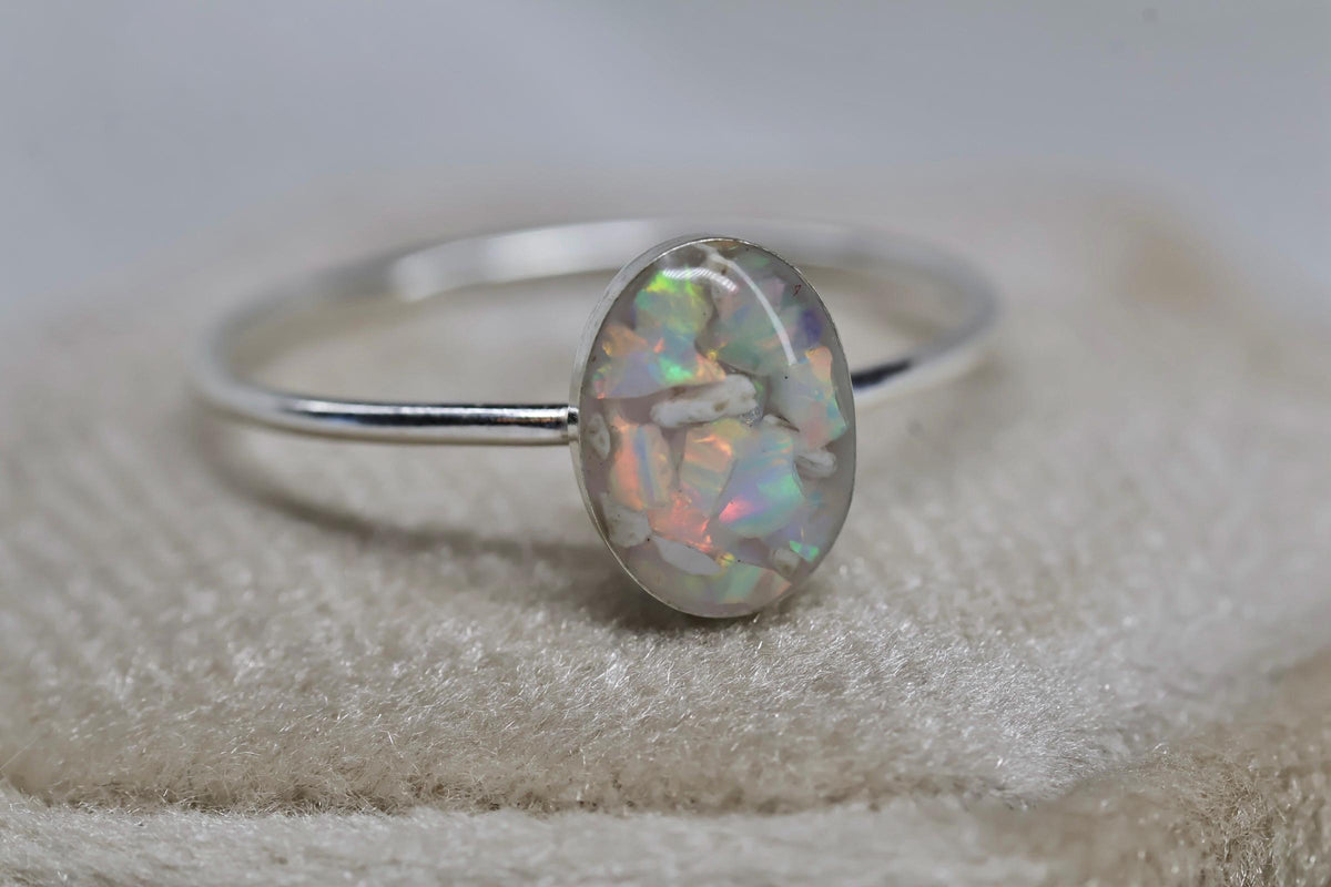 Cremation Ashes Ring, Forever Opal Urn Ring
