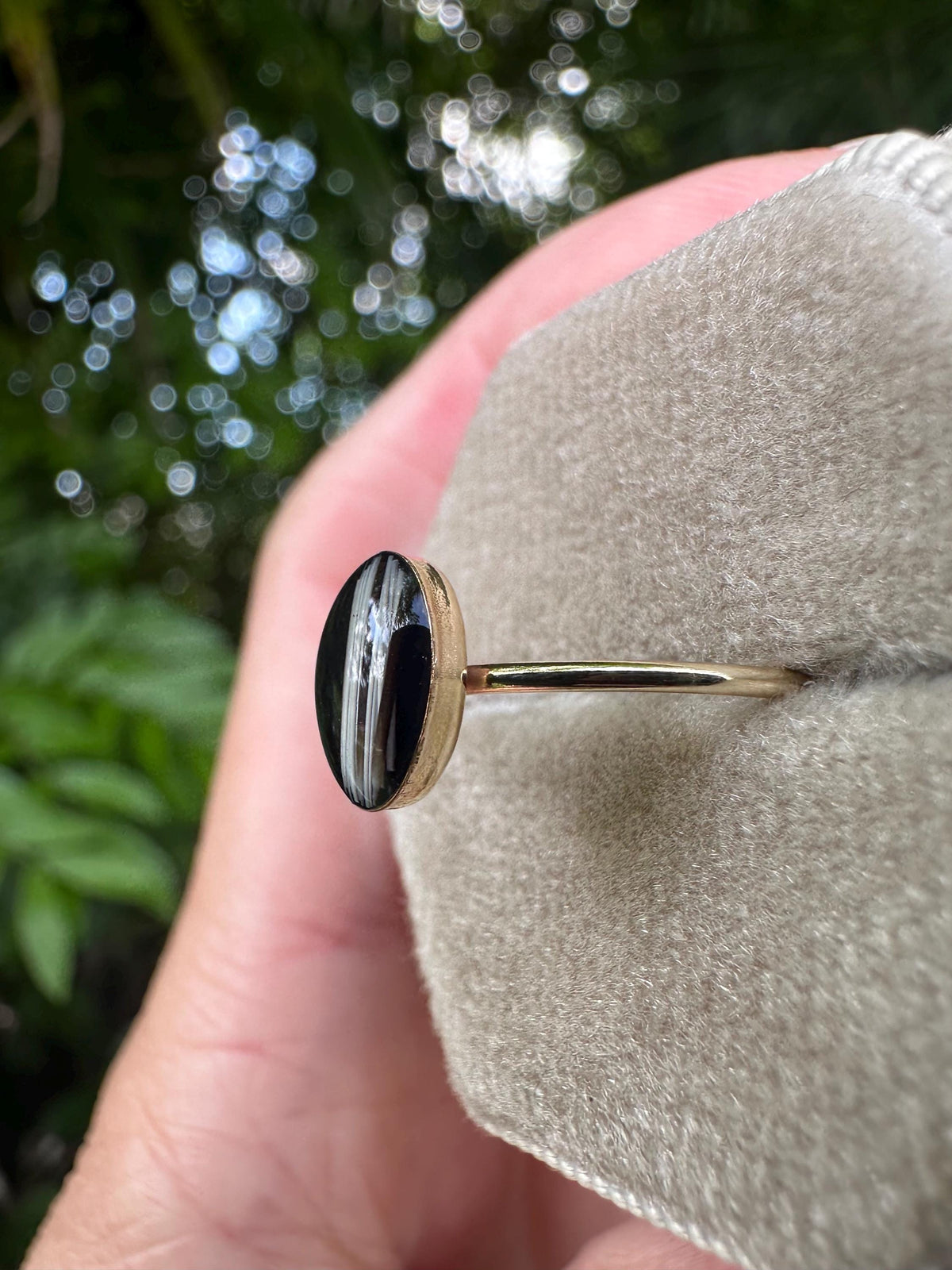 Whisker Keepsake Ring, Black Resin Stone, Pet Memorial Jewelry
