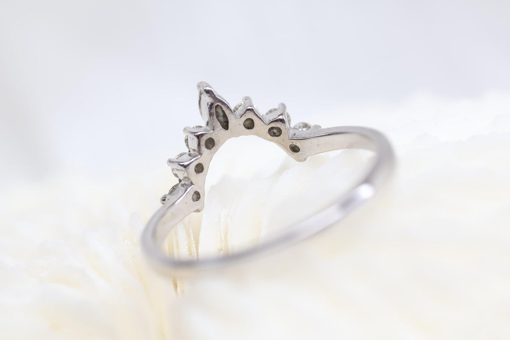 Cremation Crown Ring, Ashes Marquise Cubic Zirconia Stacking Ring