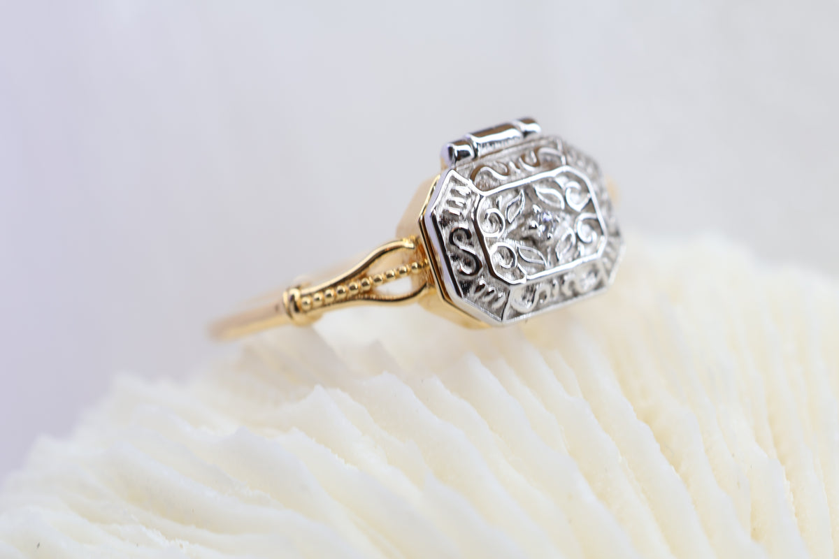 Locket Cremation Ring, Ashes Keepsake Ring