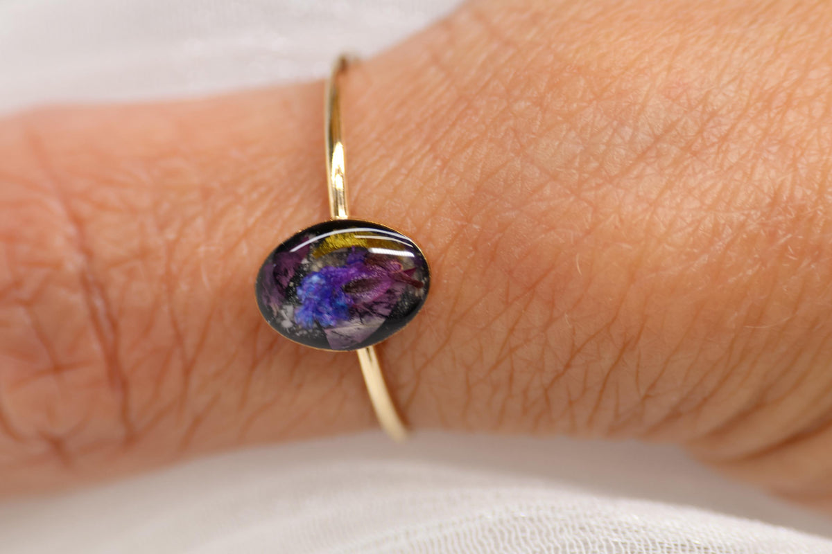 Cremation Ashes and Dried Flowers Ring, Funeral Flowers Keepsake