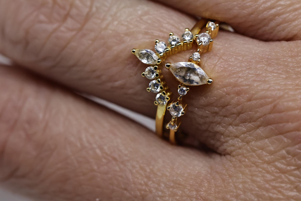 Cremation Marquise CZ Diamond Ring, Ashes Keepsake Ring