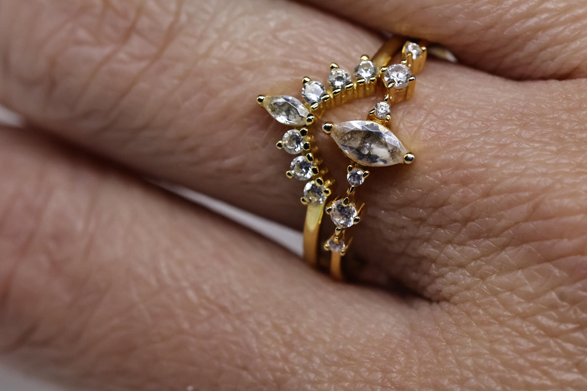 Cremation Marquise CZ Diamond Ring, Ashes Keepsake Ring