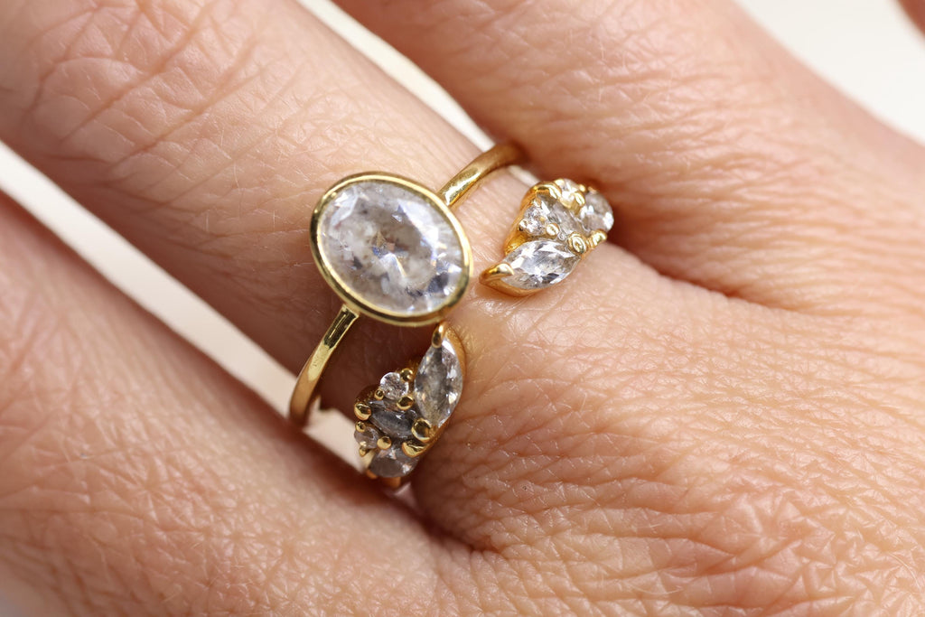 Cremation Oval Cubic Zirconia Ashes Ring