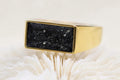 Black Signet Cremation Ring, Chunky Ashes Keepsake