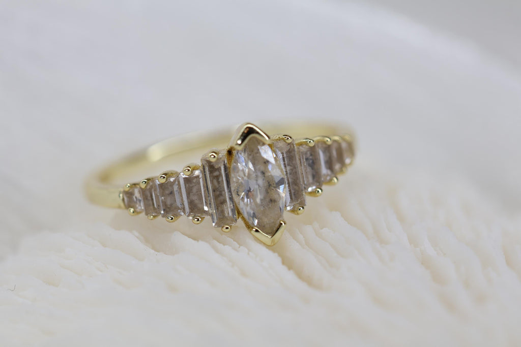 Cremation Ashes Ring, Art Deco Jewelry, Marquise CZ Halo Memorial Ring