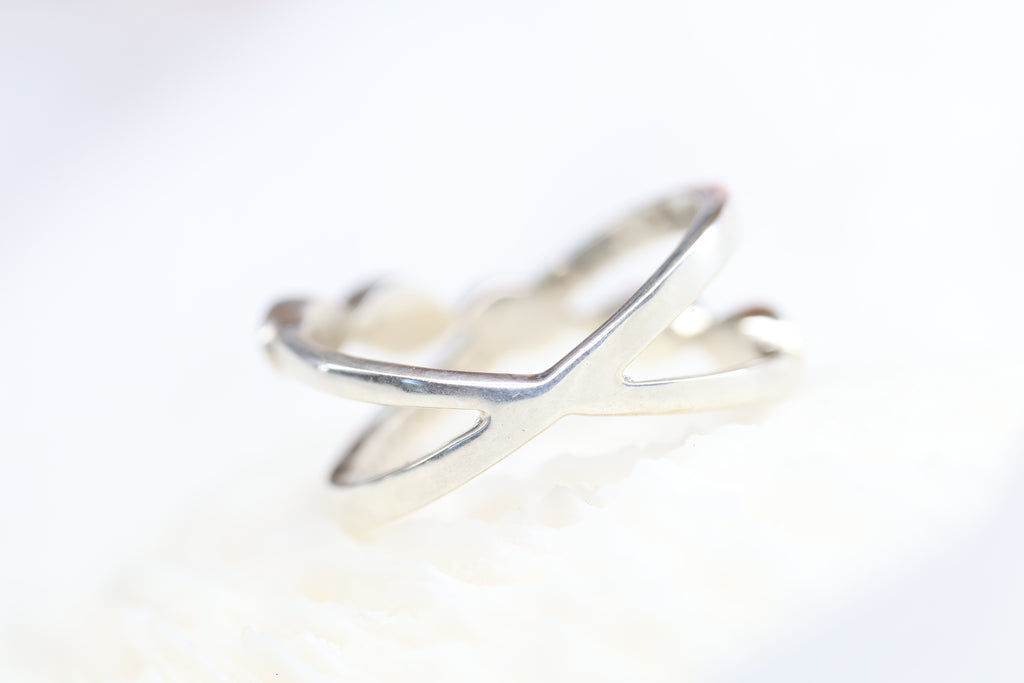 Criss Cross Cremation Ring, Ashes Marquise Ring