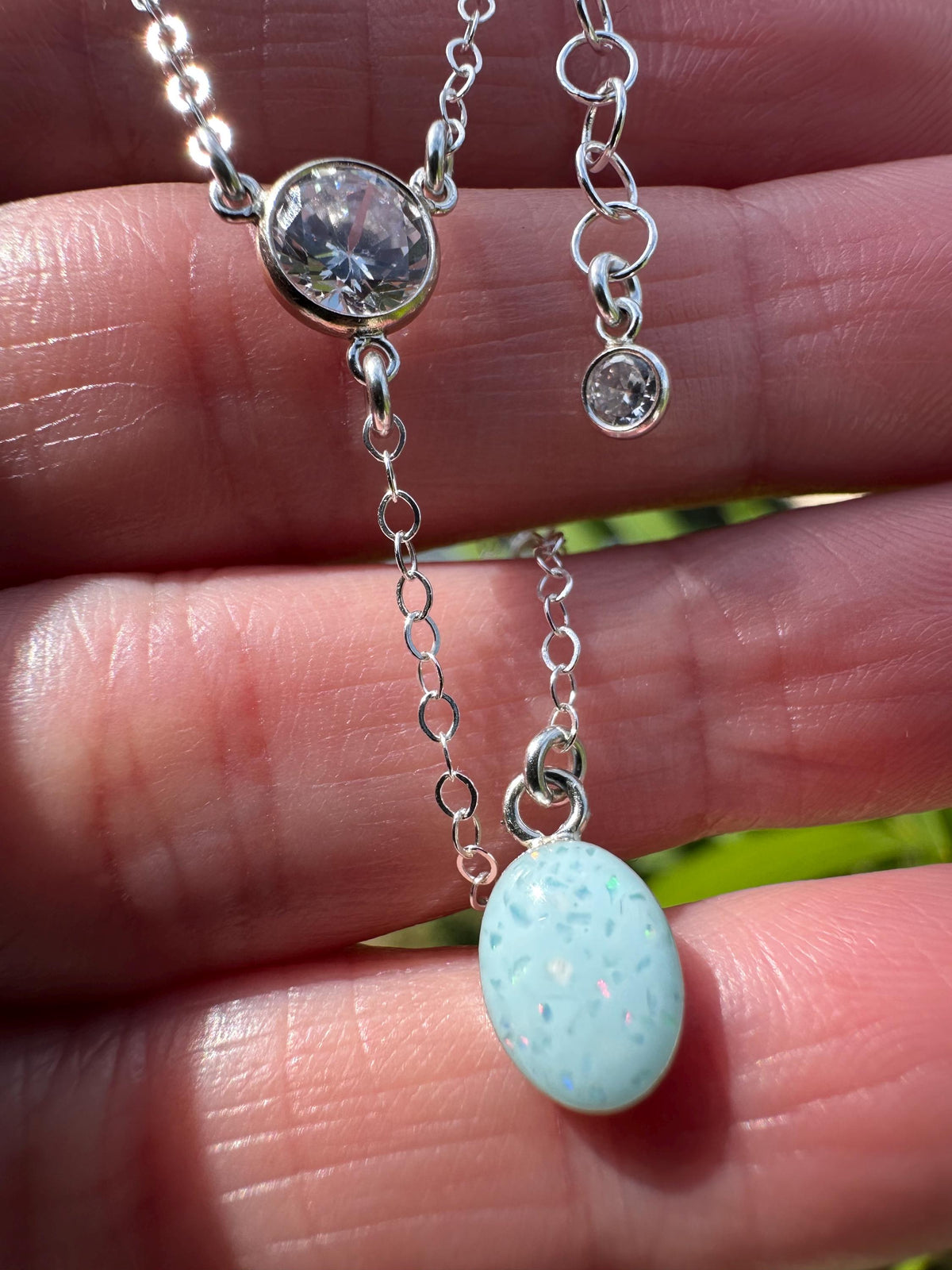 Something Blue Bridal Cremation Opal Keepsake Necklace