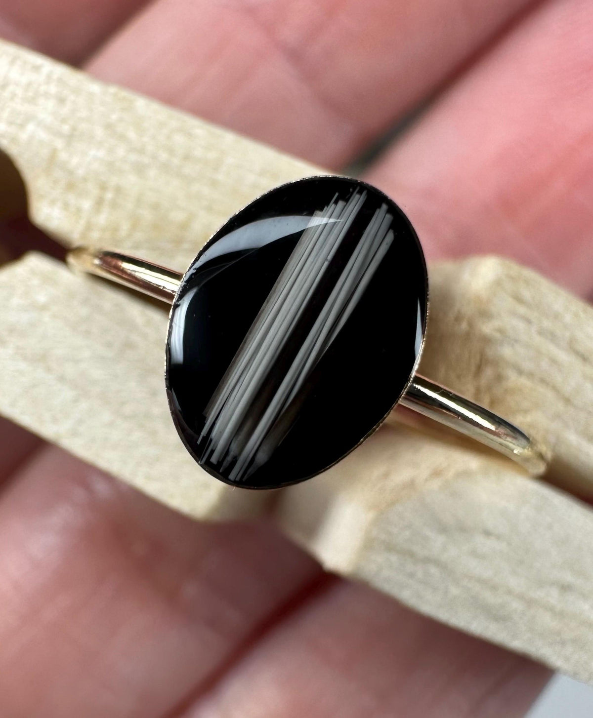 Whisker Keepsake Ring, Black Resin Stone, Pet Memorial Jewelry