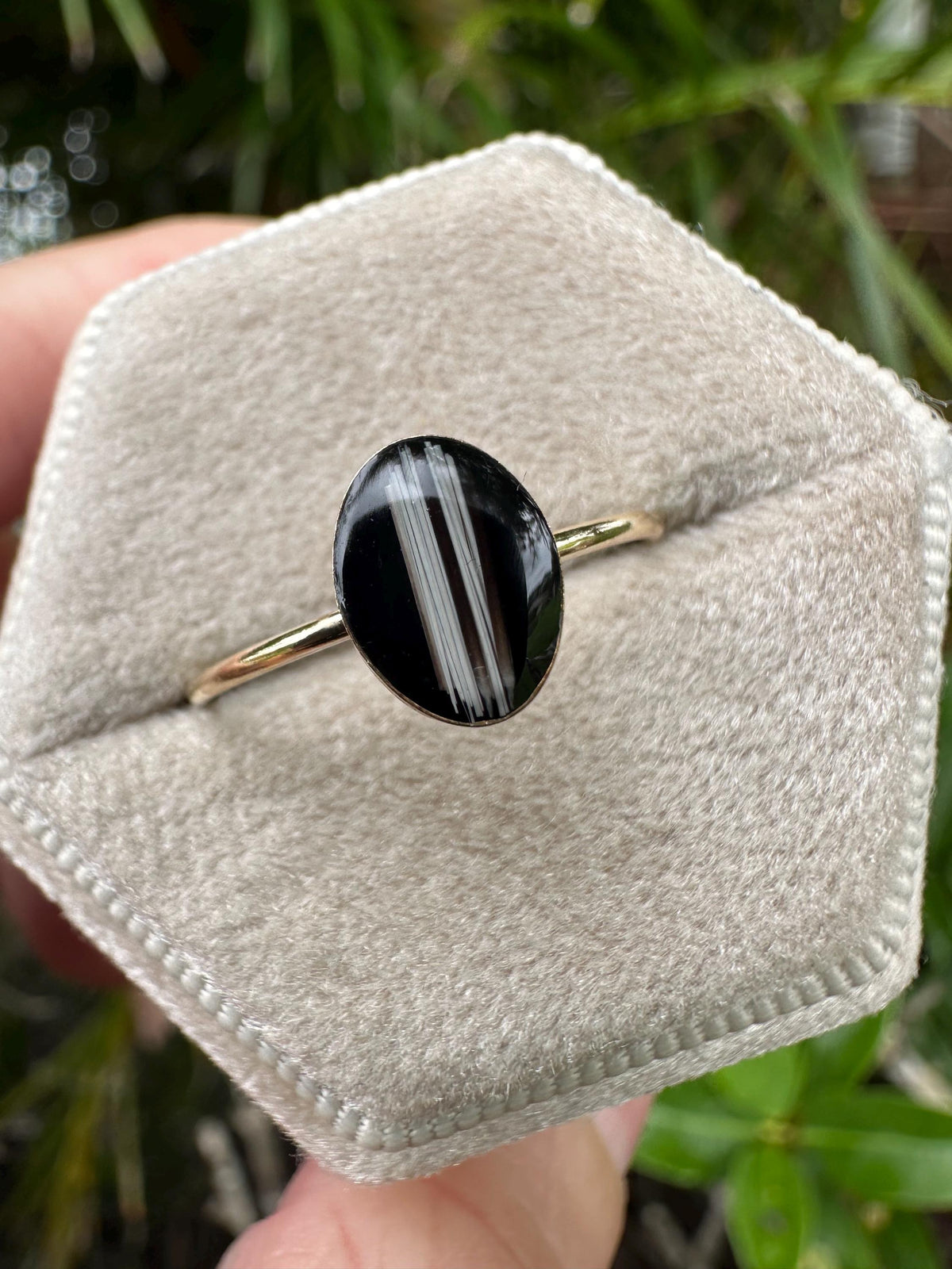 Whisker Keepsake Ring, Black Resin Stone, Pet Memorial Jewelry