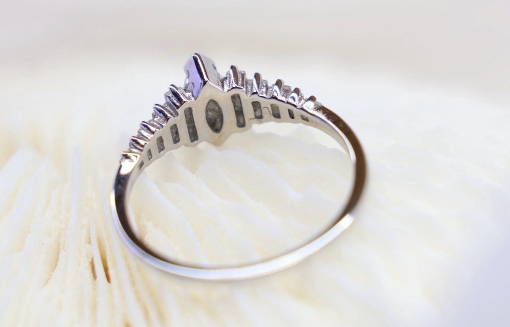 Cremation Ashes Ring, Art Deco Jewelry, Marquise CZ Halo Memorial Ring
