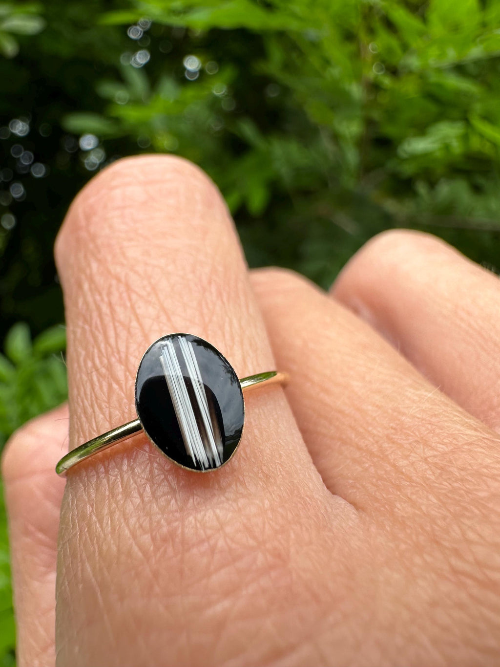 Whisker Keepsake Ring, Black Resin Stone, Pet Memorial Jewelry