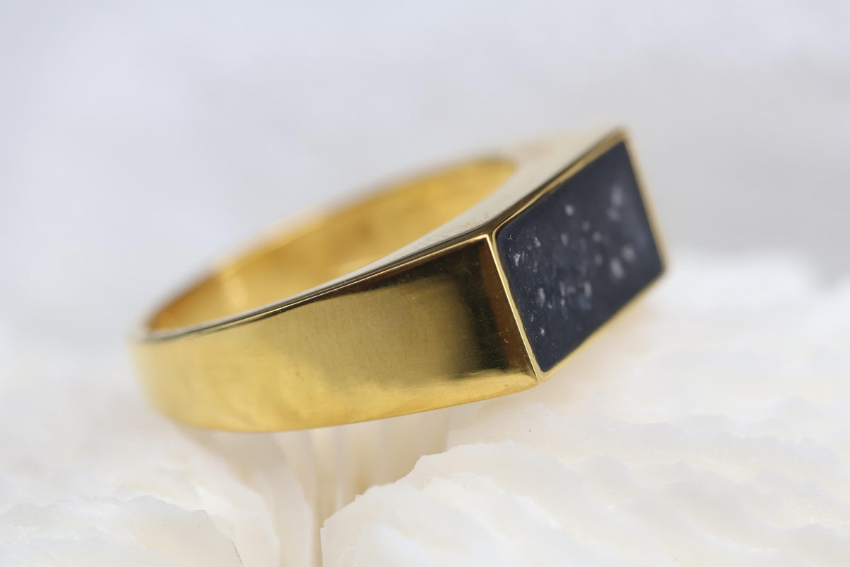 Black Signet Cremation Ring, Chunky Ashes Keepsake