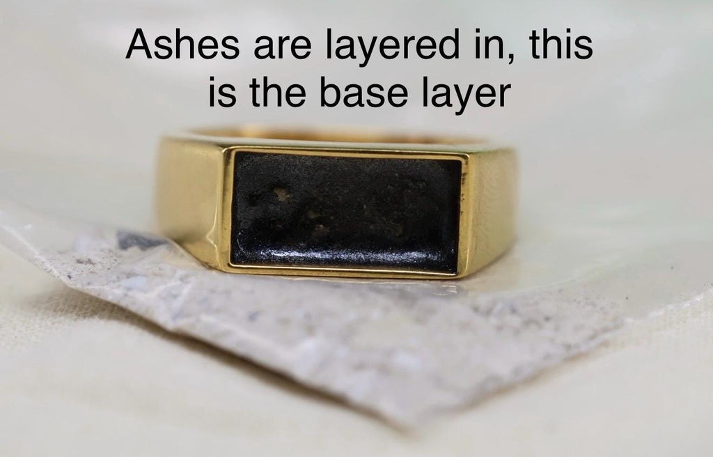 Black Chunky Signet CZ Cremation Ring, Chunky Ashes Keepsake