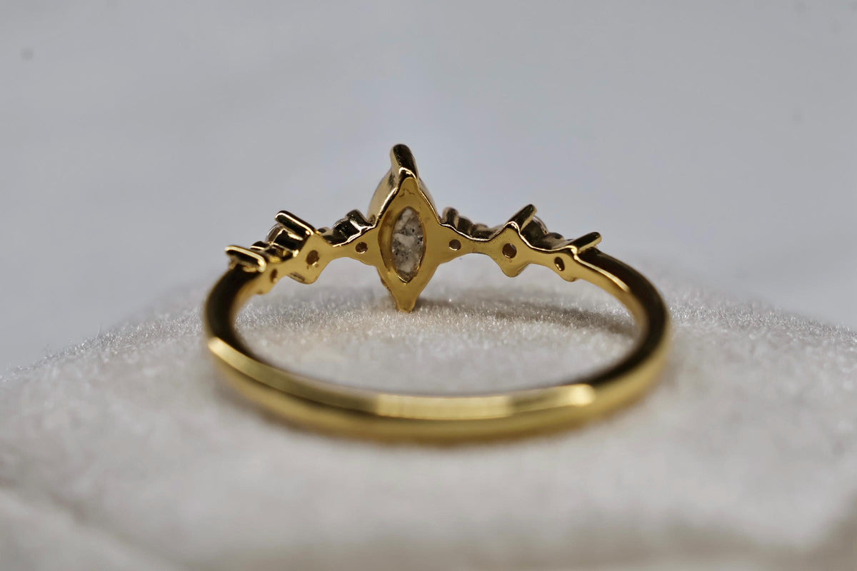 Cremation Marquise CZ Diamond Ring, Ashes Keepsake Ring