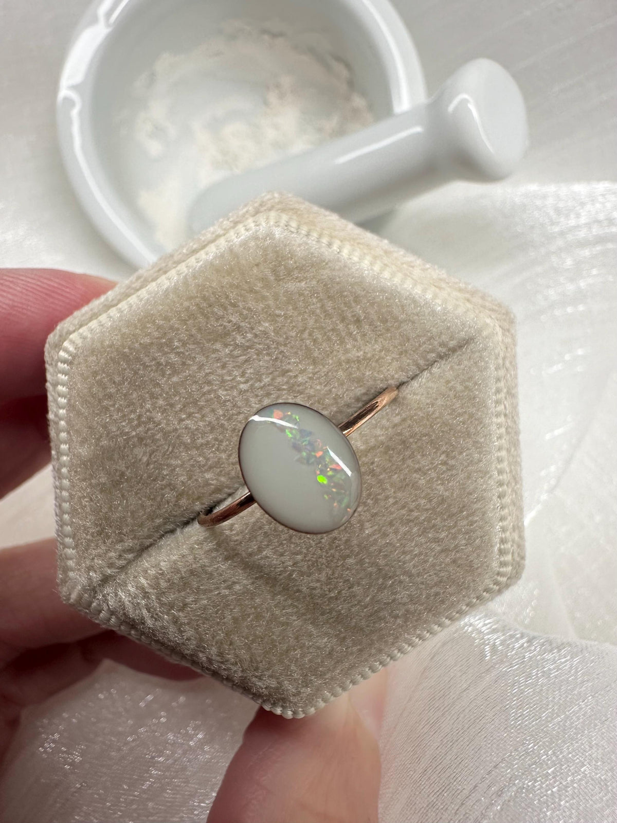 Rainbow Opal Arch Breastmilk Oval Ring