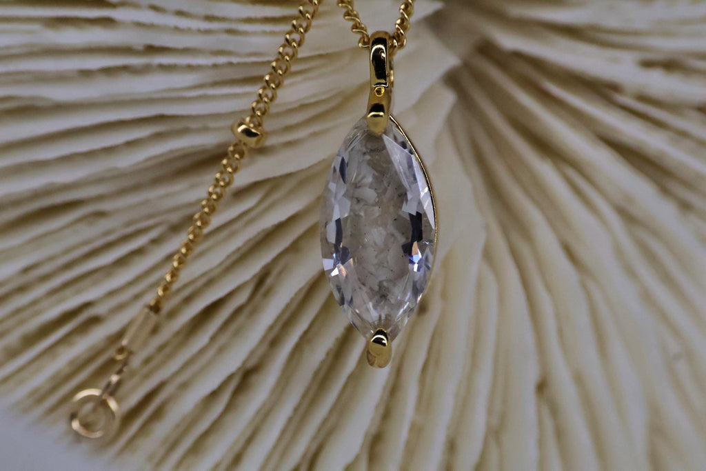 Cremation Ashes Marquise CZ Diamond Necklace on Satellite Chain