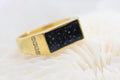 Black Chunky Signet CZ Cremation Ring, Chunky Ashes Keepsake