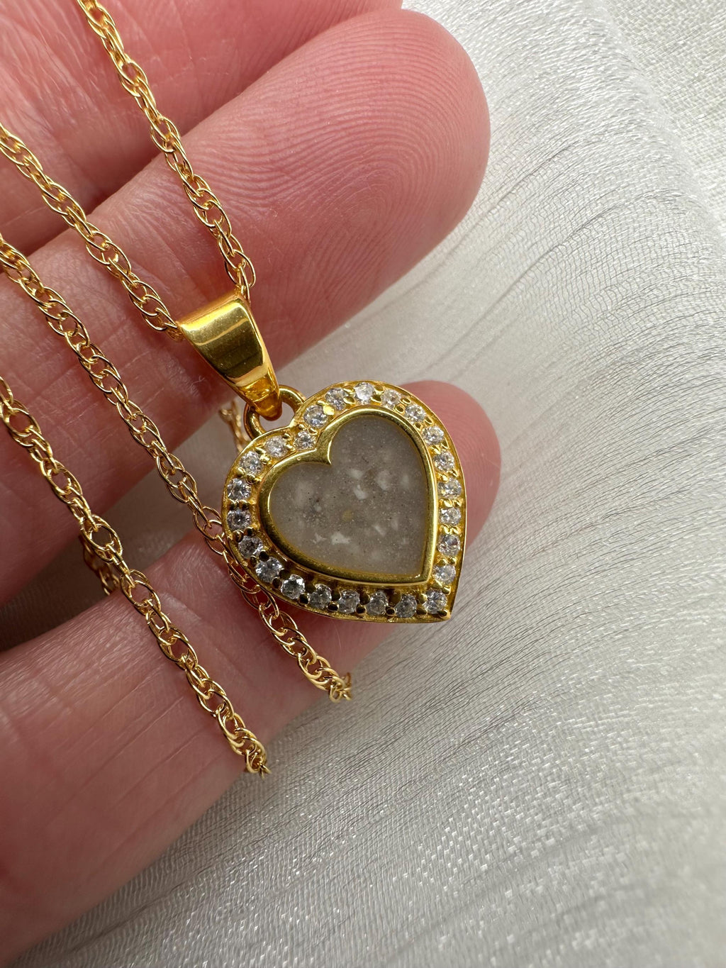Heart Cremation Necklace, Pave Heart Ashes Jewelry