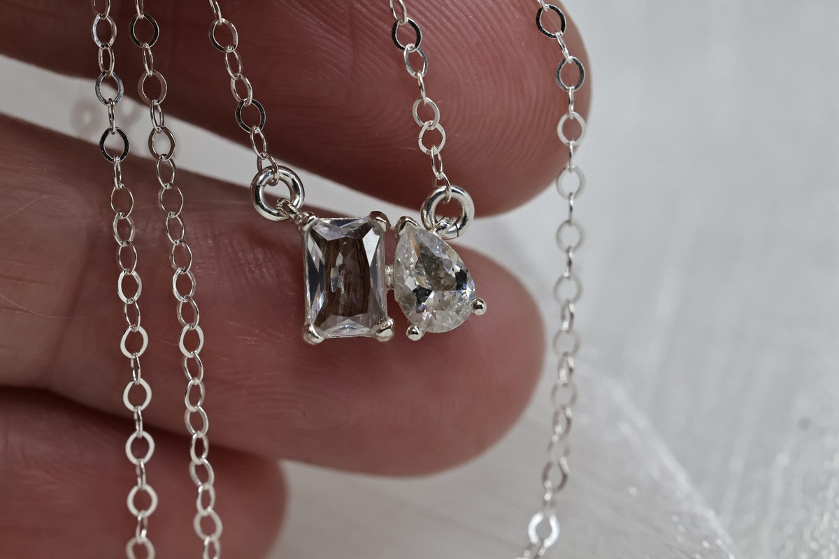 Toi et Moi Ashes and Fur/Hair Necklace, Birthstone Keepsake Necklace