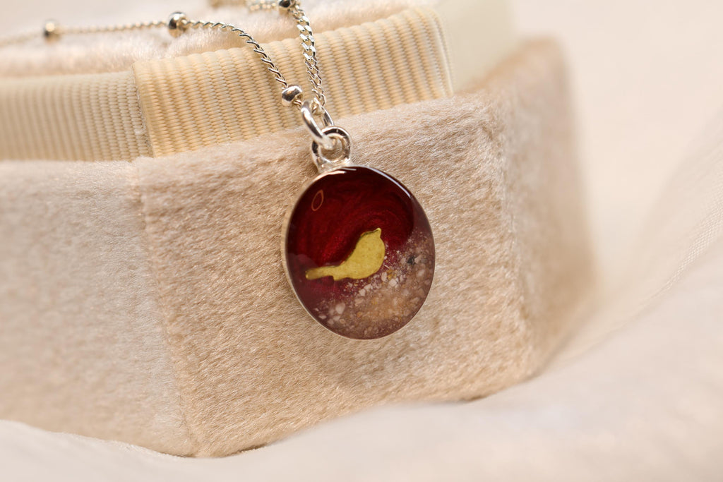 Cardinal Cremation Ash Necklace, Memorial Jewelry