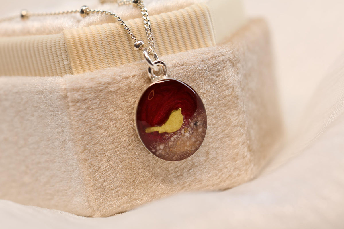 Cardinal Cremation Ash Necklace, Memorial Jewelry