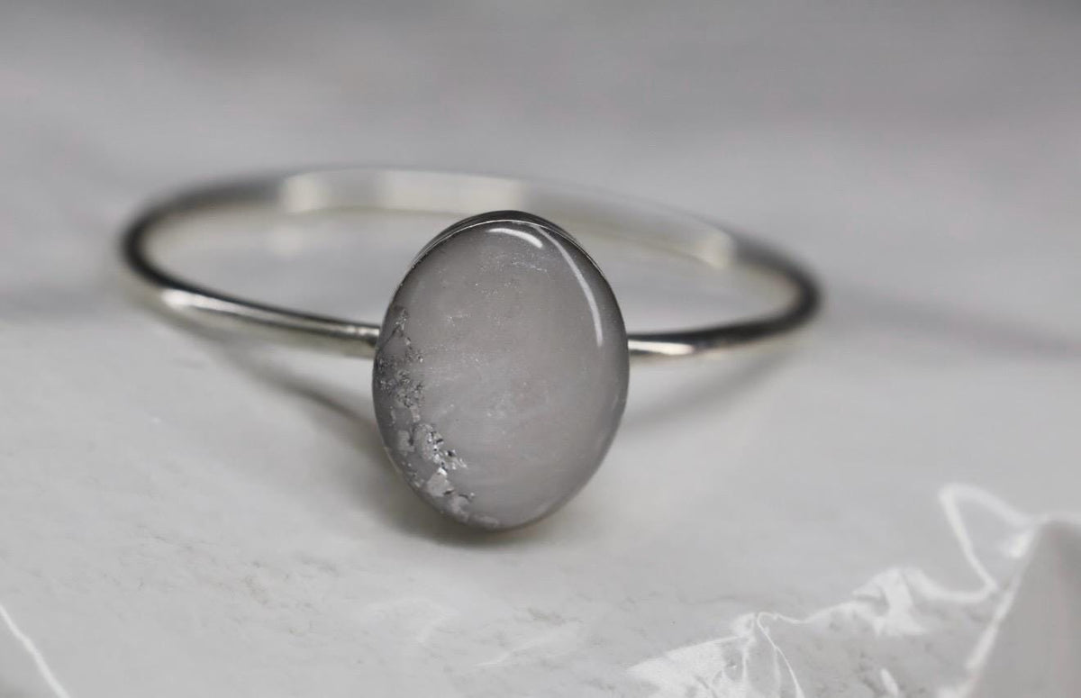 Breastmilk Pearlescent Ring, Gold or Silver Flake Mother’s Milk Ring