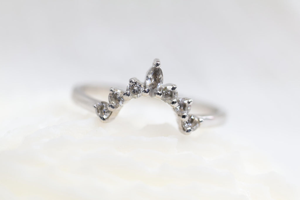 Cremation Crown Ring, Ashes Marquise Cubic Zirconia Stacking Ring