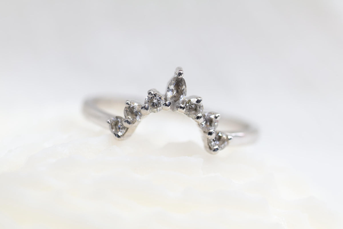 Cremation Crown Ring, Ashes Marquise Cubic Zirconia Stacking Ring