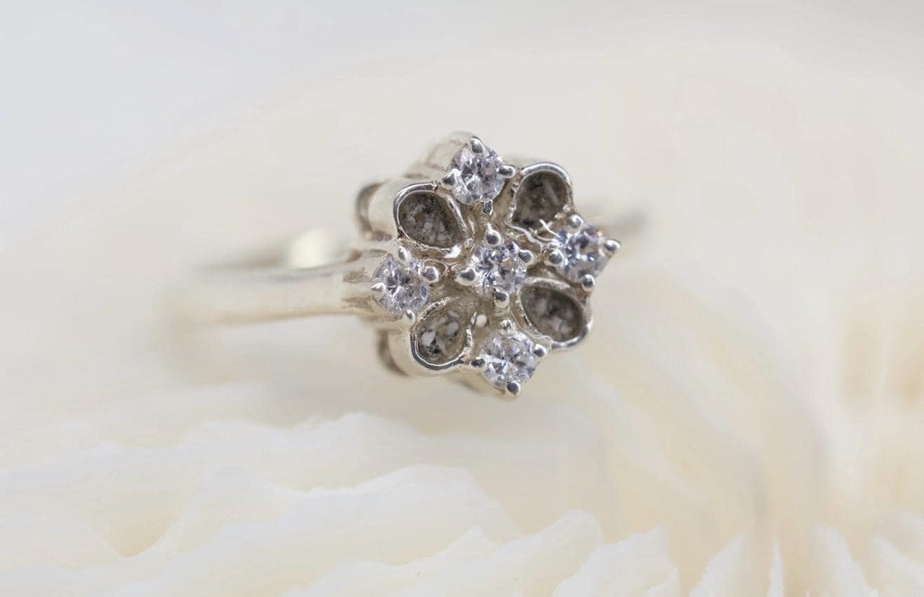 Cremation Petals Keepsake Ring, Vintage Inspired Memorial Jewelry