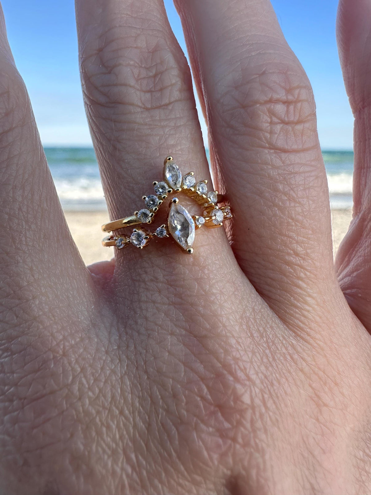 Cremation Marquise CZ Diamond Ring, Ashes Keepsake Ring