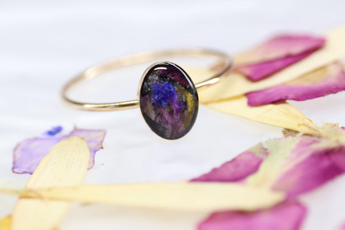 Cremation Ashes and Dried Flowers Ring, Funeral Flowers Keepsake