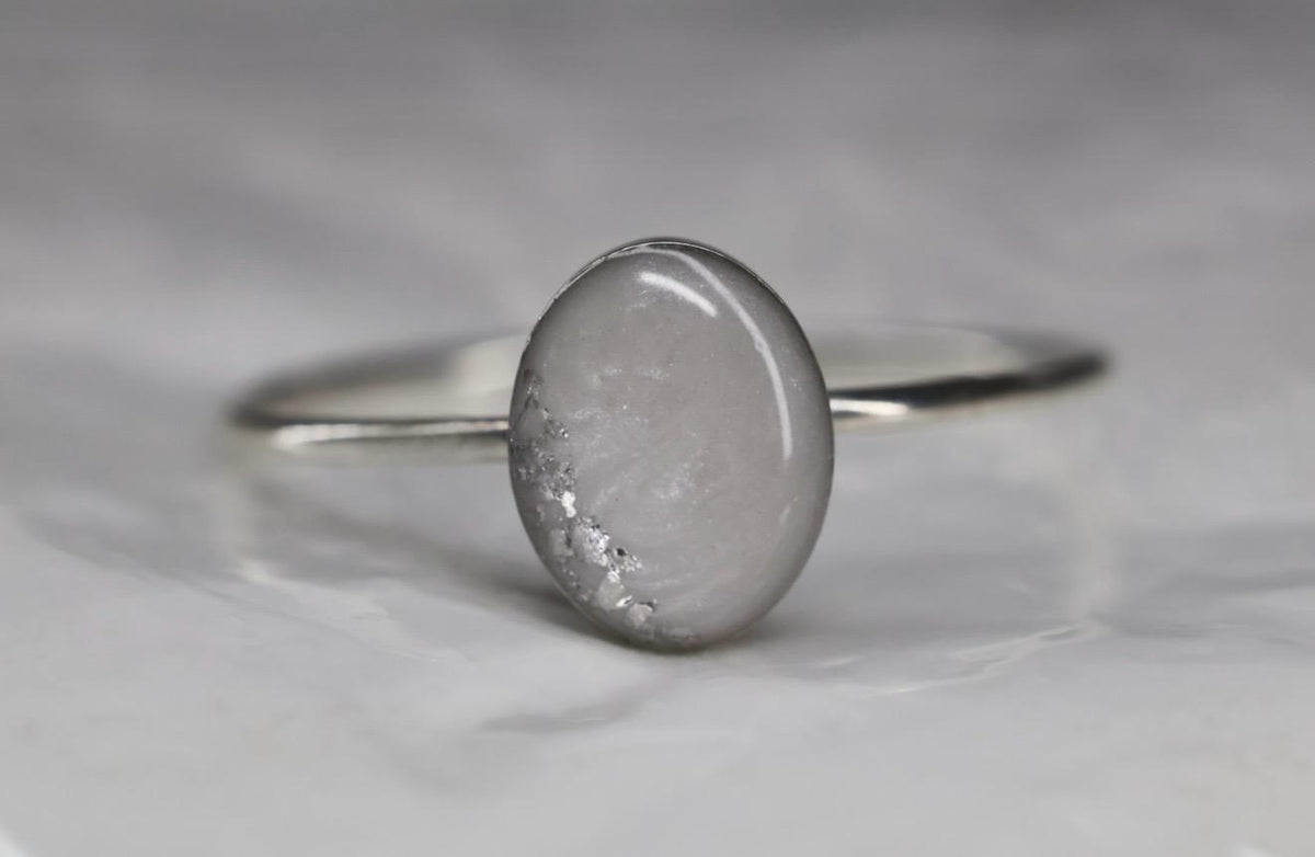 Breastmilk Pearlescent Ring, Gold or Silver Flake Mother’s Milk Ring