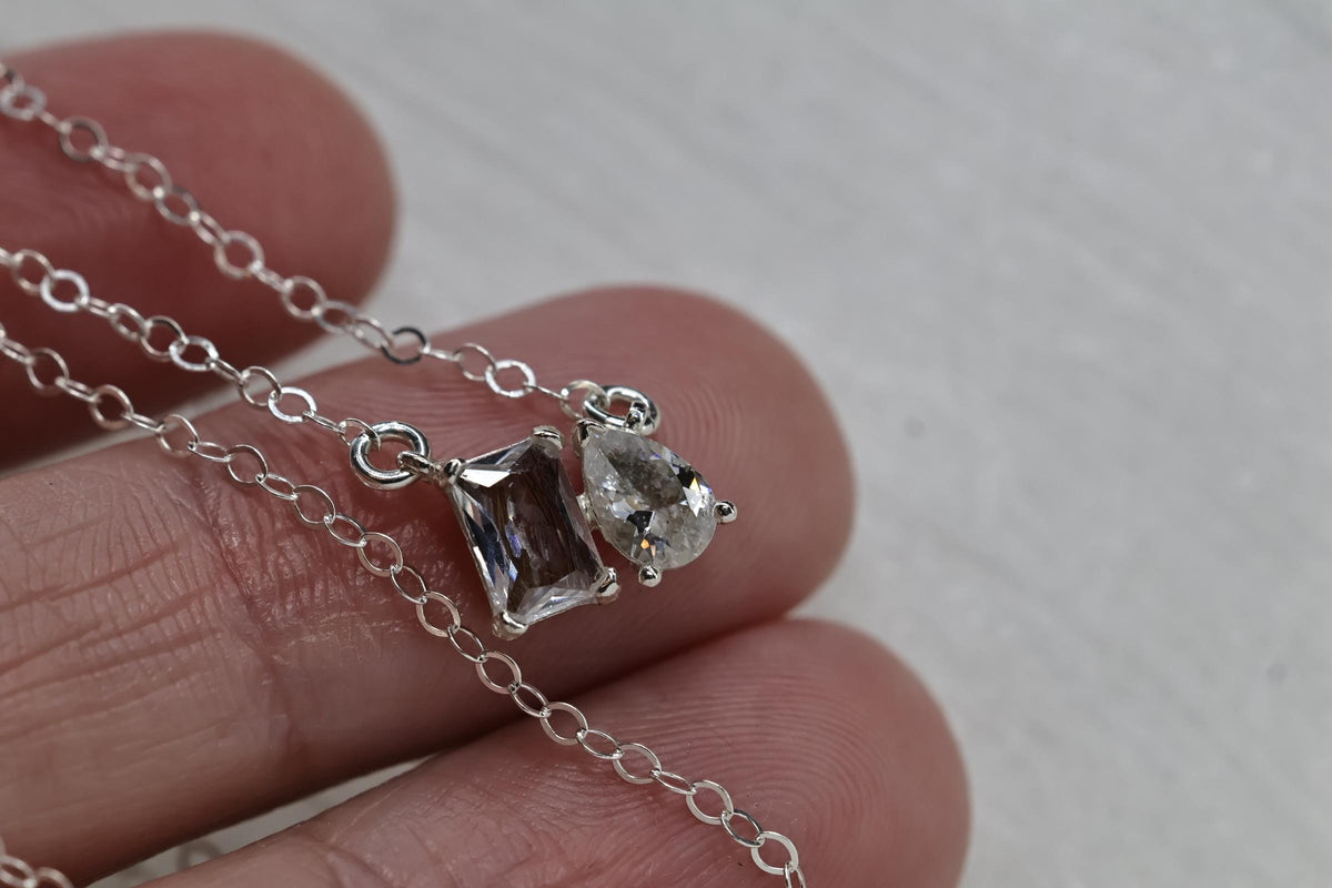 Toi et Moi Ashes and Fur/Hair Necklace, Birthstone Keepsake Necklace