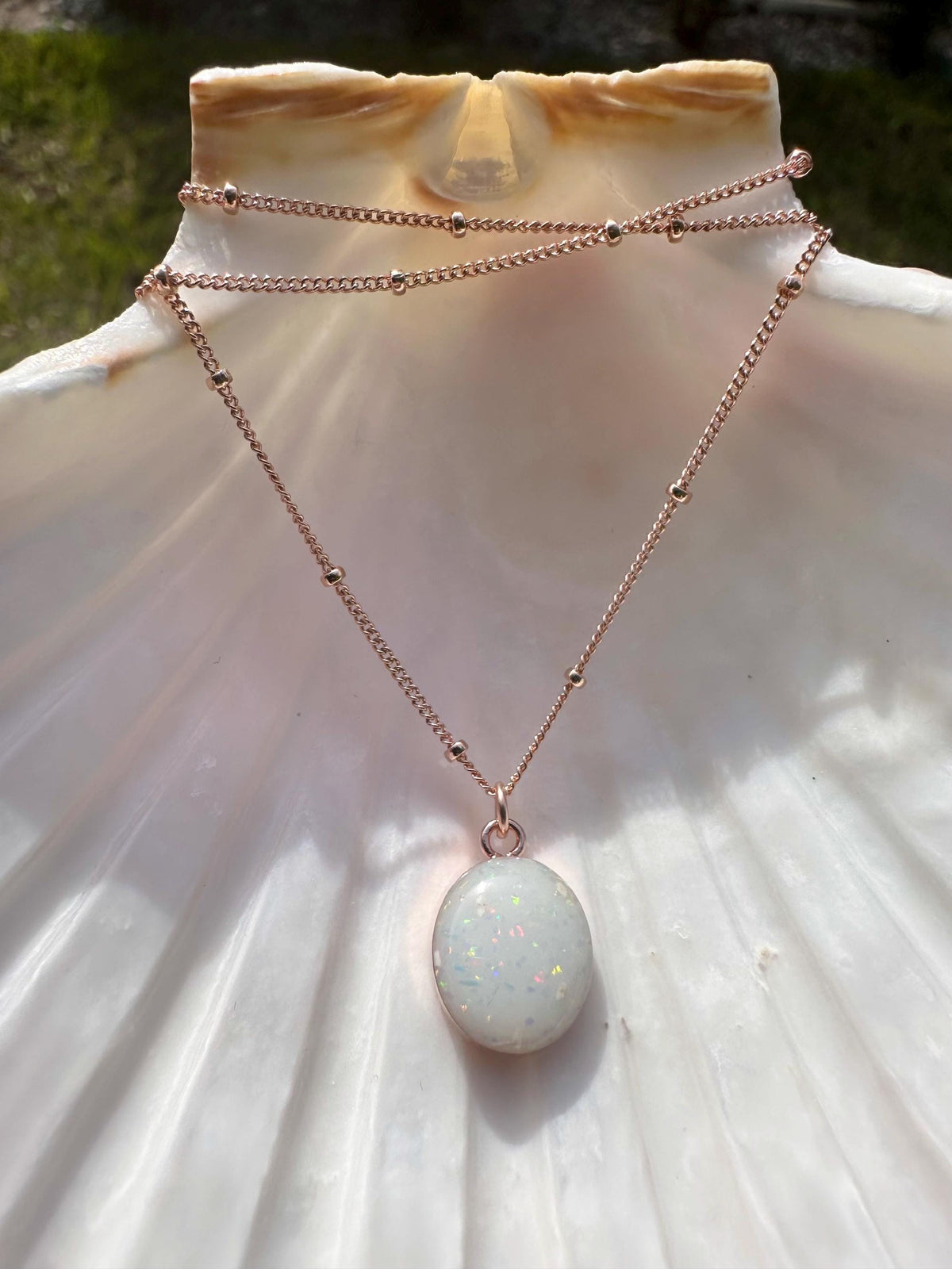 Eternity Opal Cremation Necklace, White Opal Ashes Jewelry