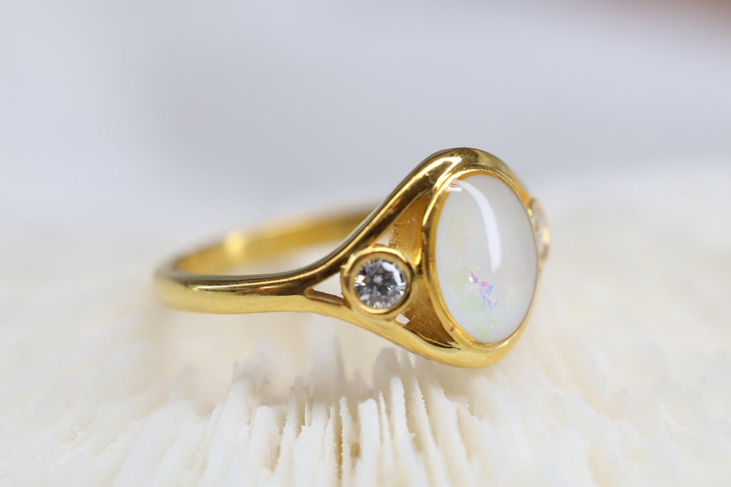 Oval Opal Arch Breastmilk Ring